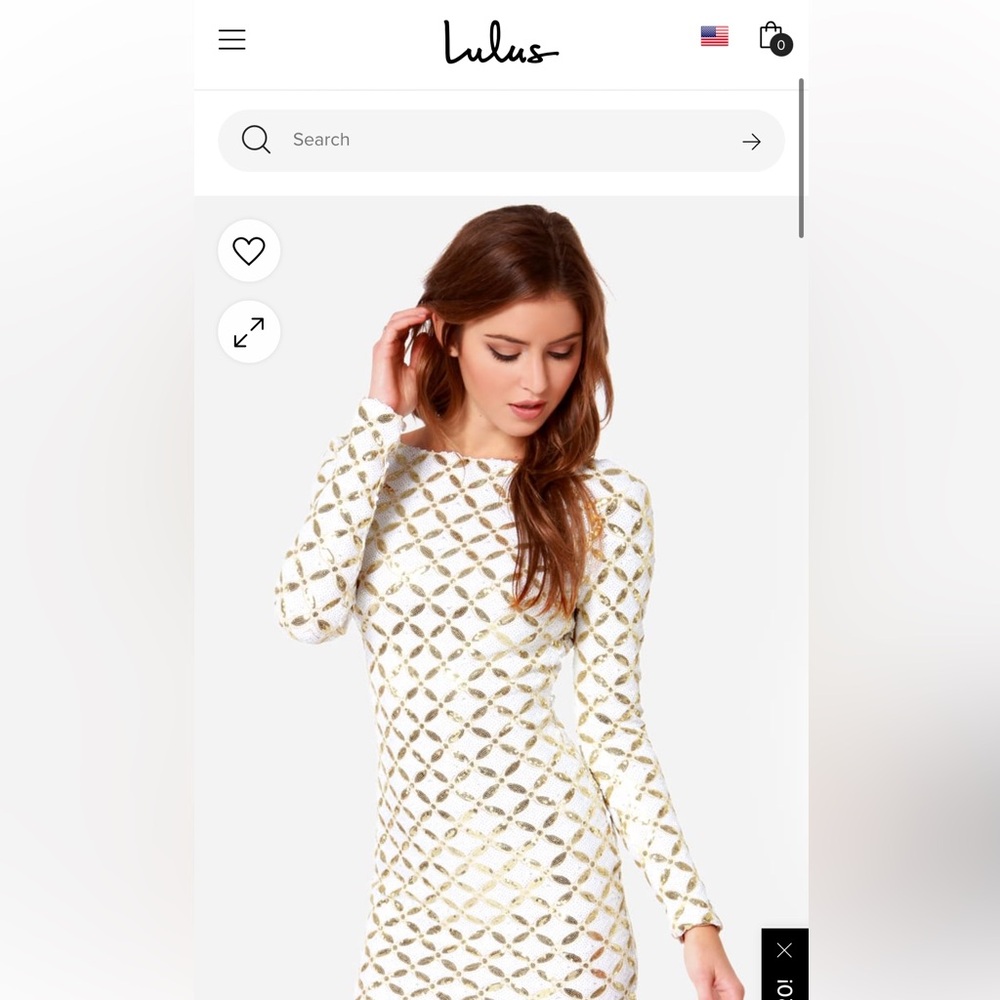 Lulus Dress the Population Lola Ivory and Gold Sequin Dress in Small